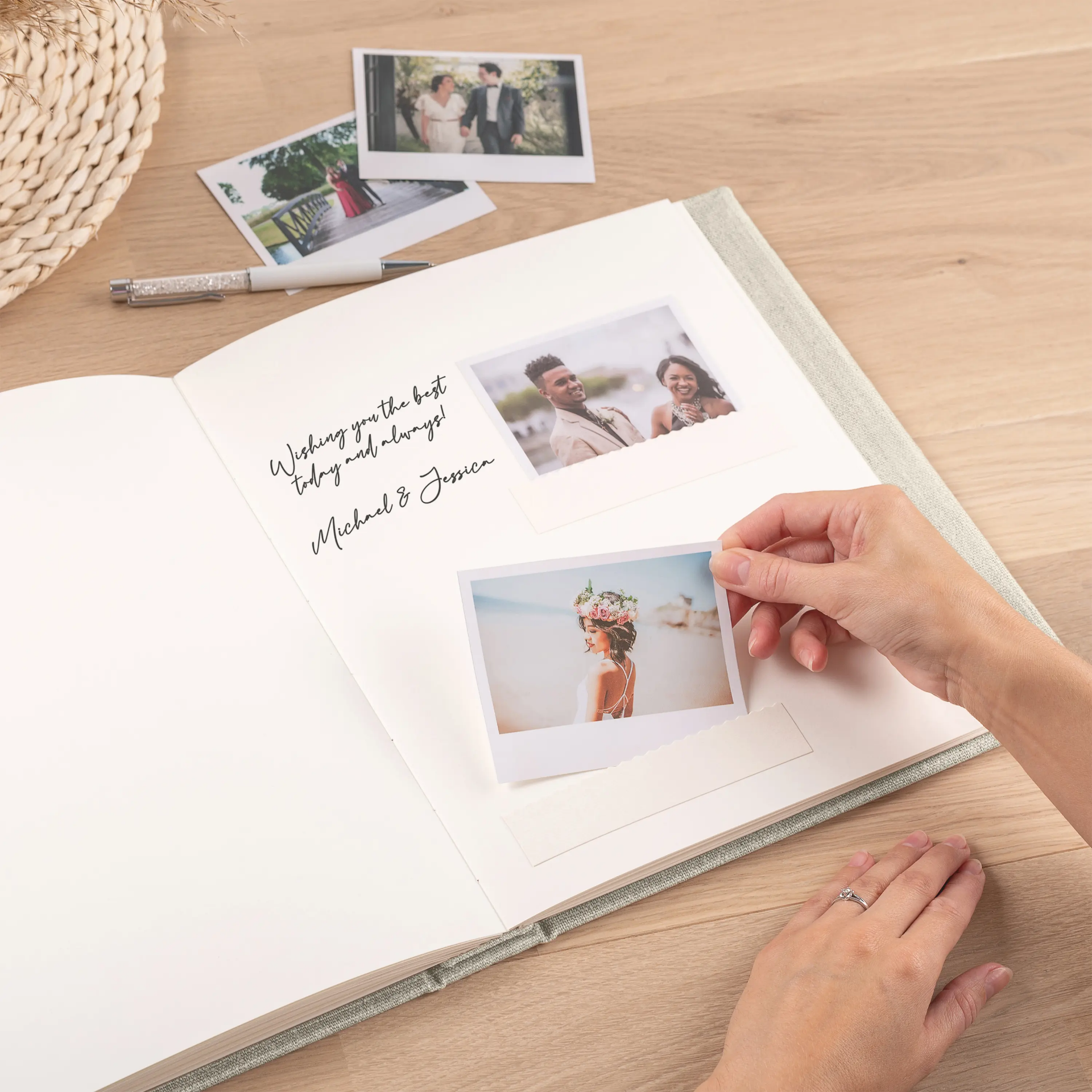 Linen Wedding Guest Book Vertical - Image 5