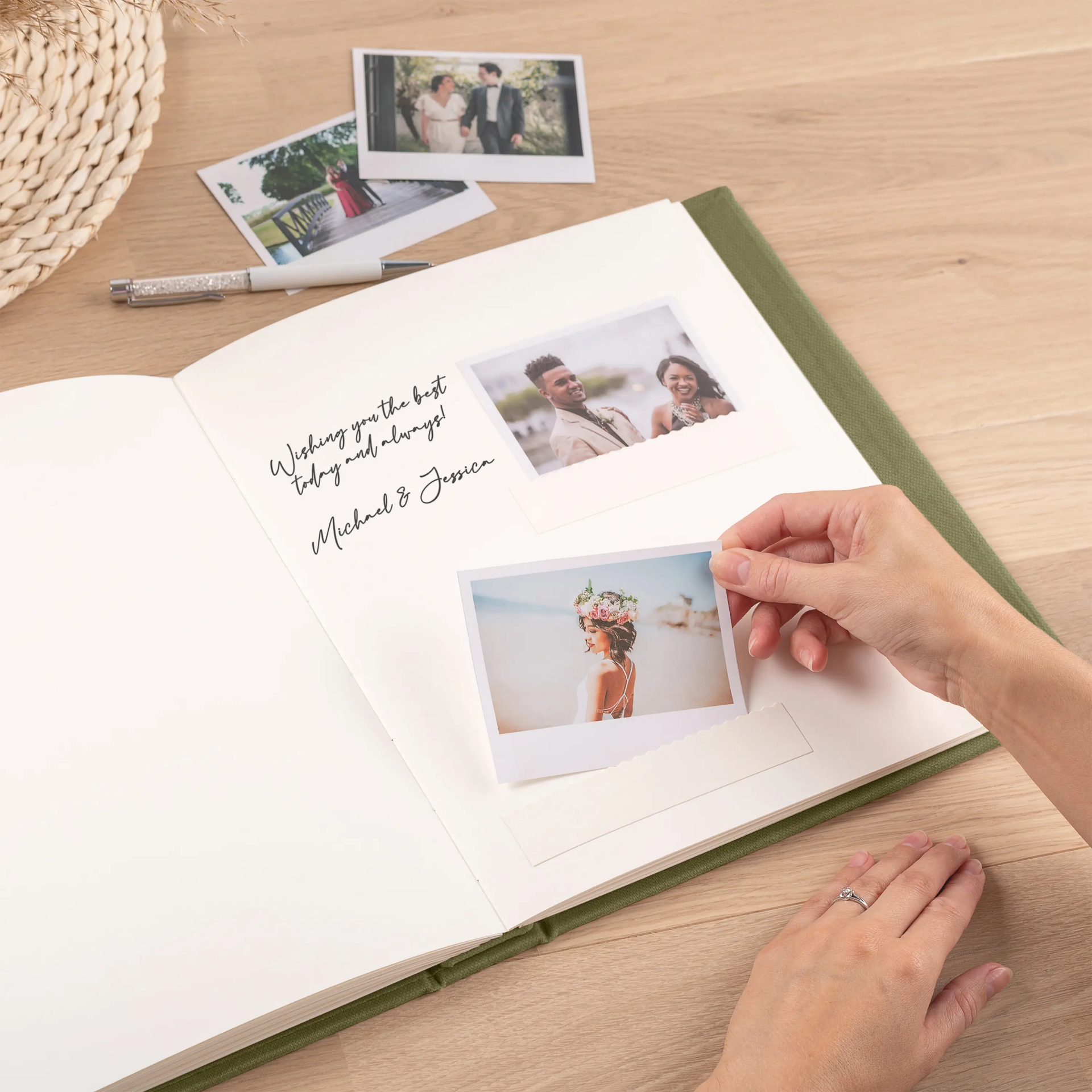 Linen Wedding Guest Book Vertical - Image 2