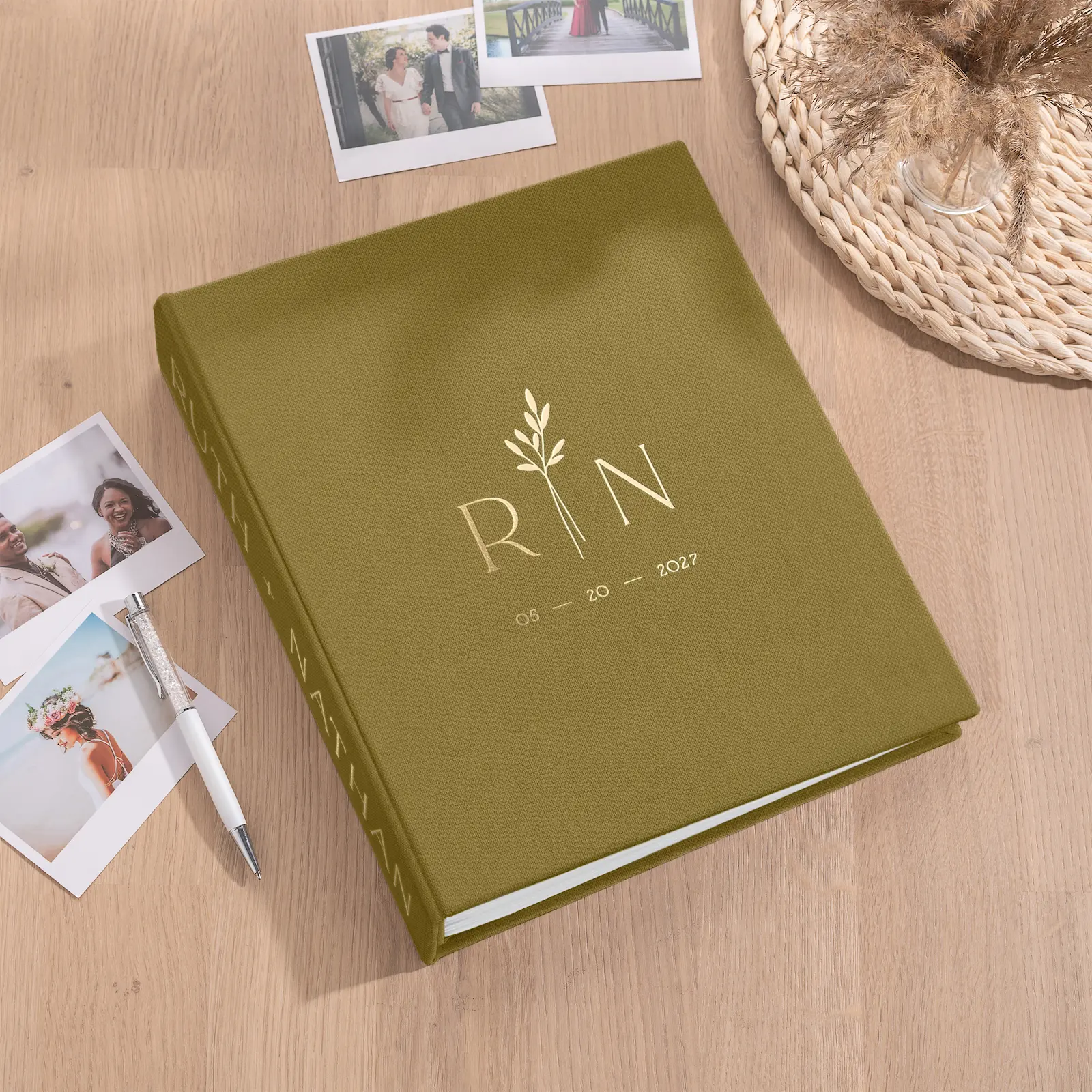 Linen Wedding Guest Book Vertical
