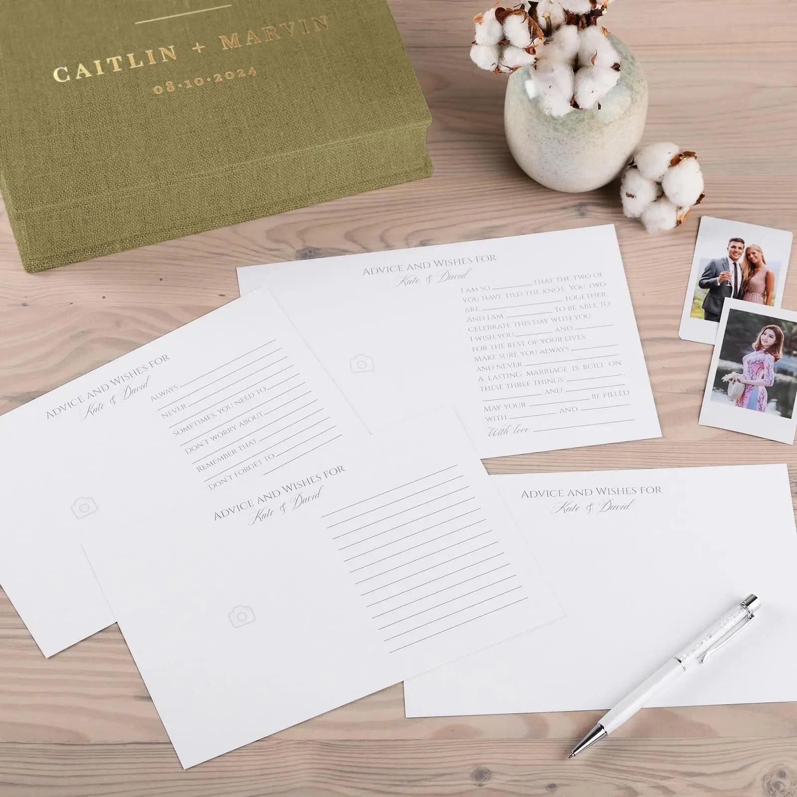Linen Box + Wedding Advice Cards, Design W179 - Image 7