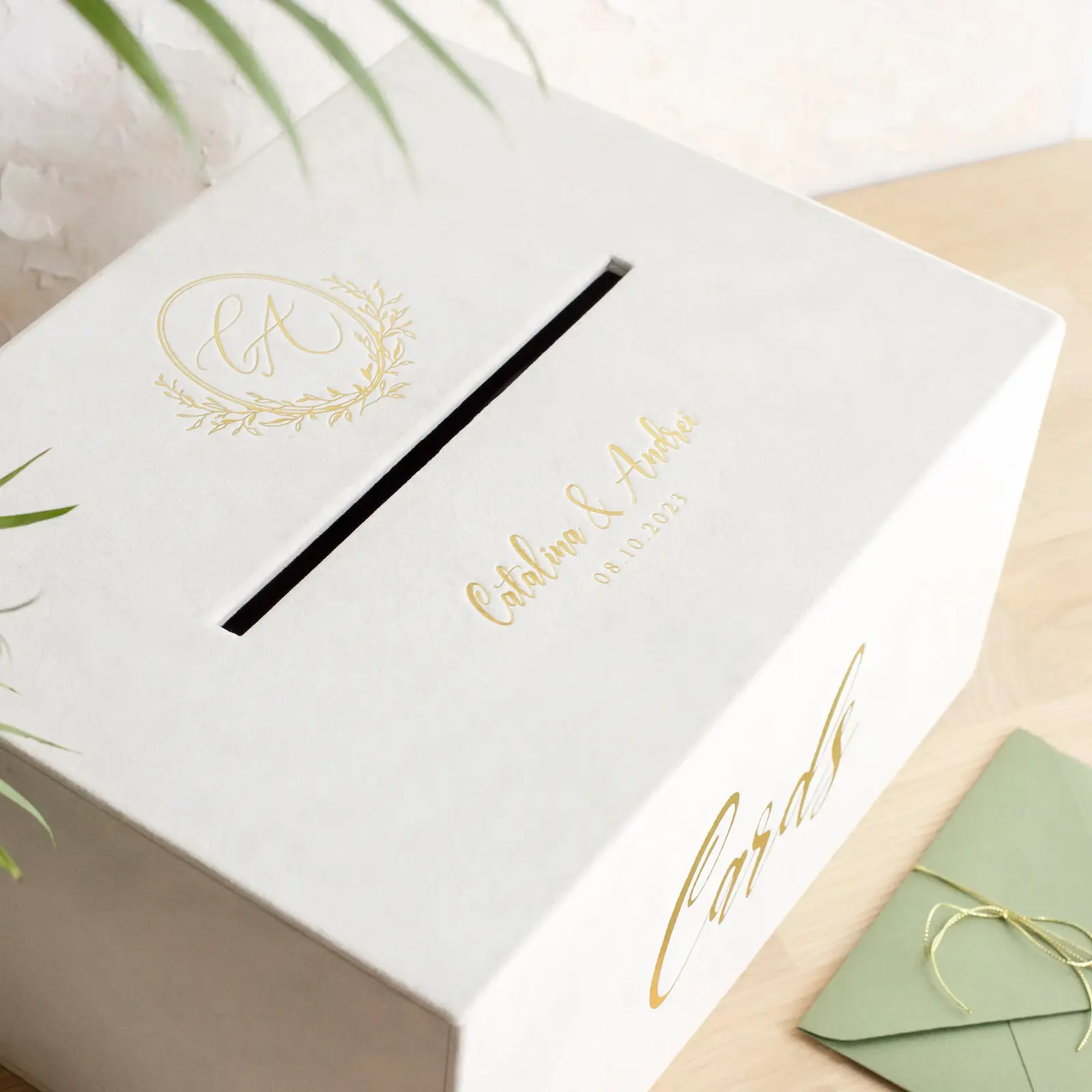Velvet Wedding Card Box With Slot - Image 2