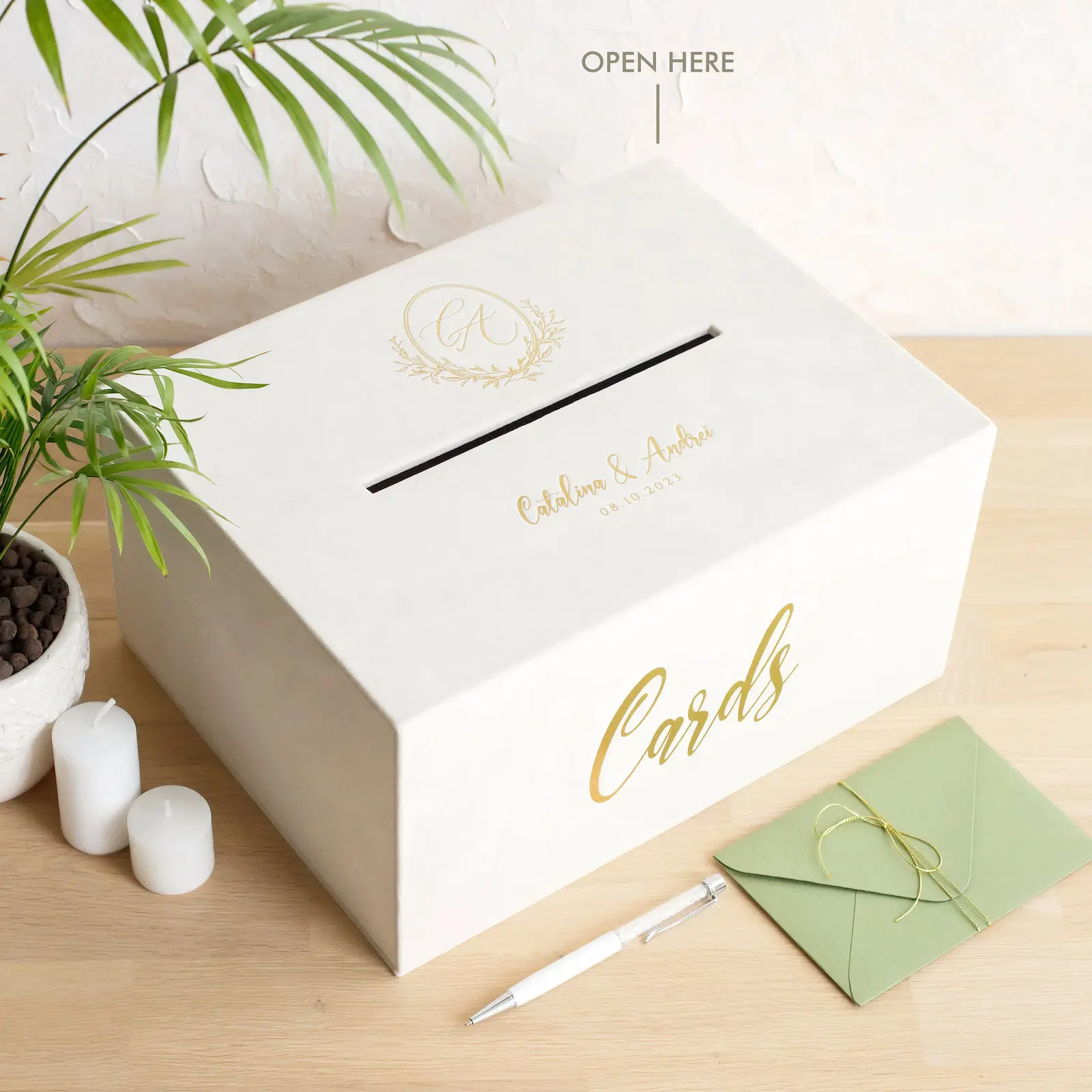 Velvet Wedding Card Box With Slot - Image 3