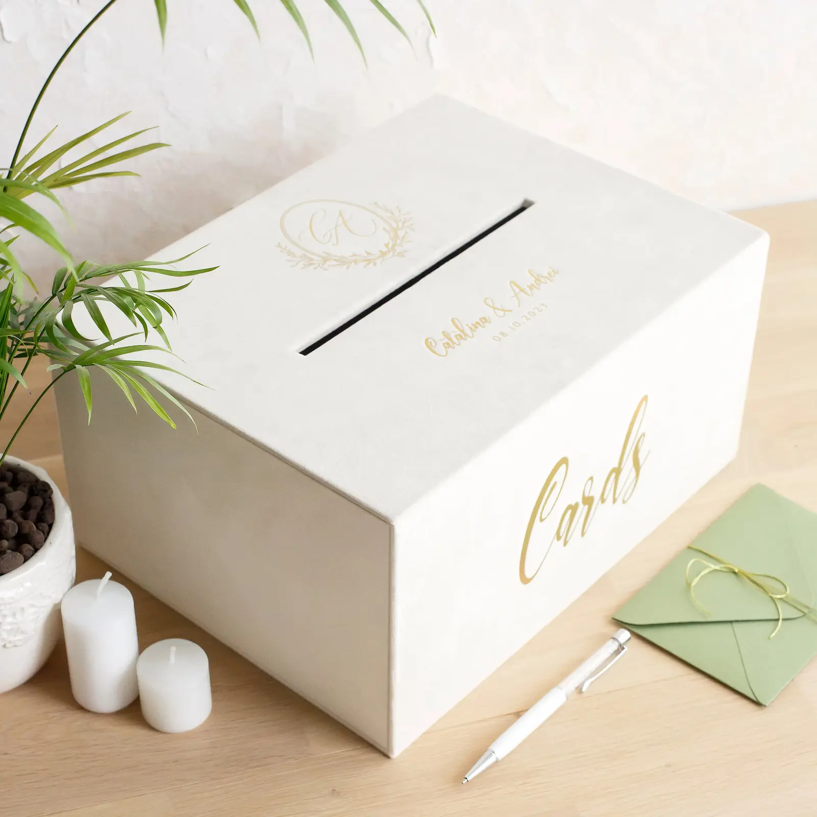 Velvet Wedding Card Box With Slot - Image 4