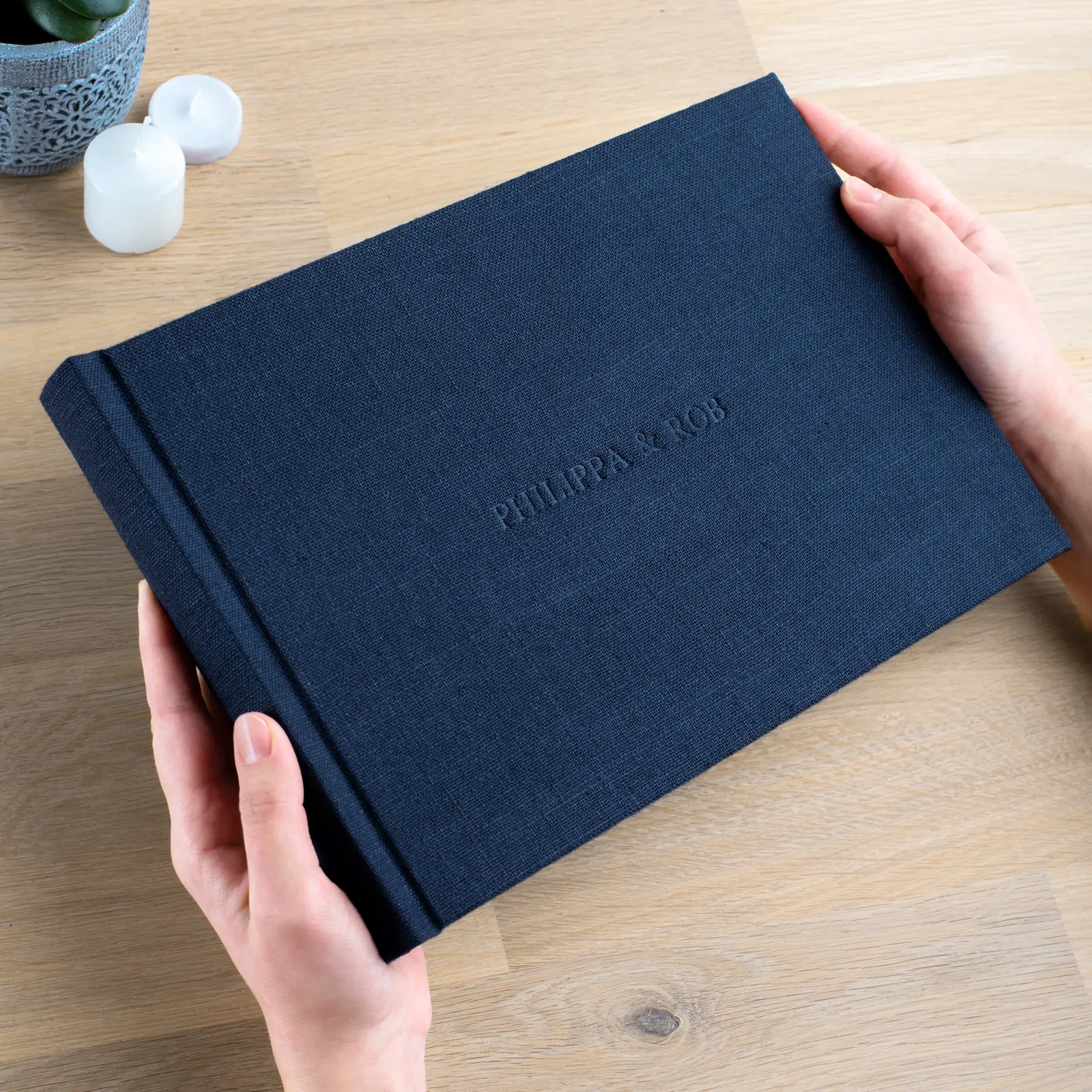 Linen Lay Flat Photo Album, Embossed Cover - Image 4