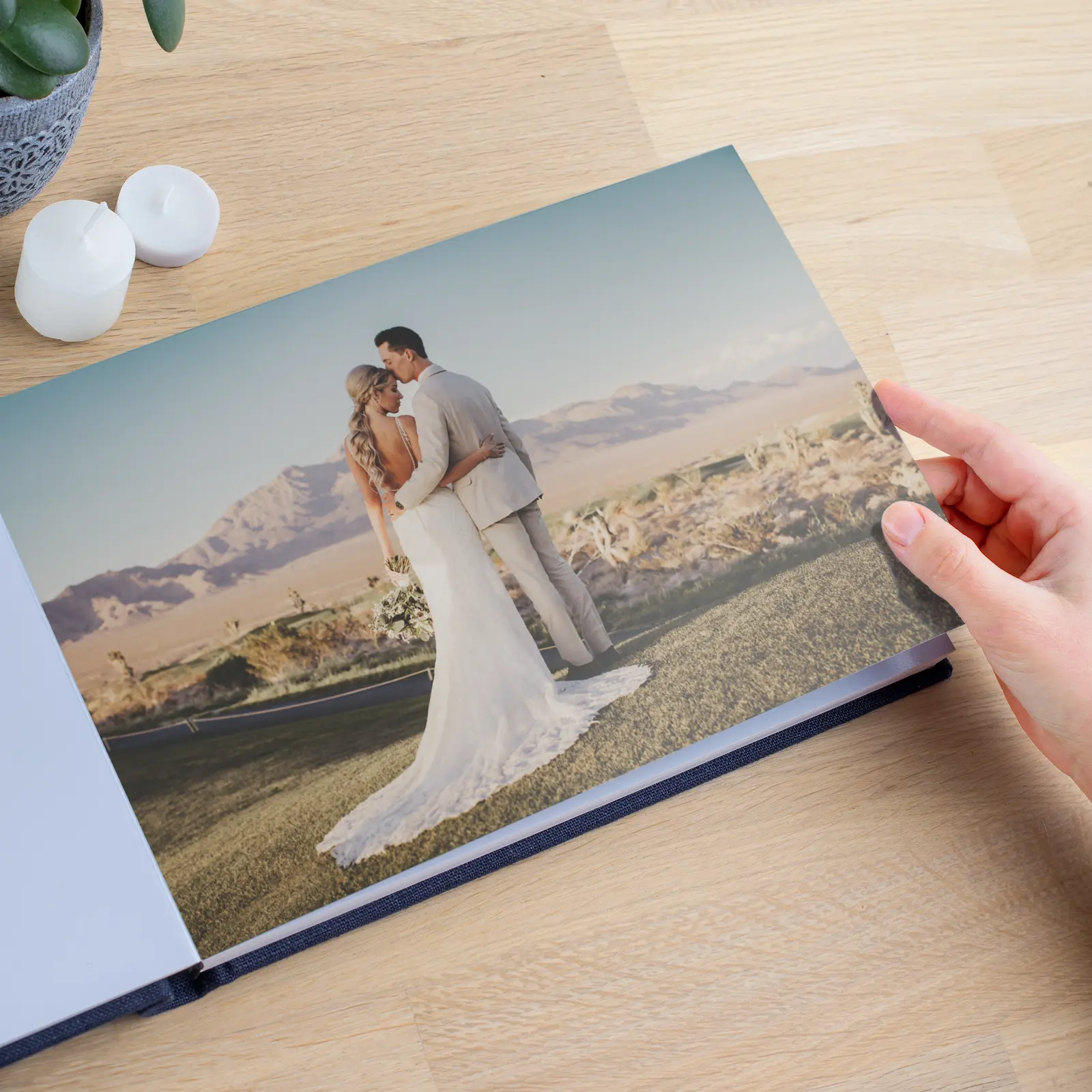 Linen Lay Flat Photo Album, Embossed Cover - Image 2