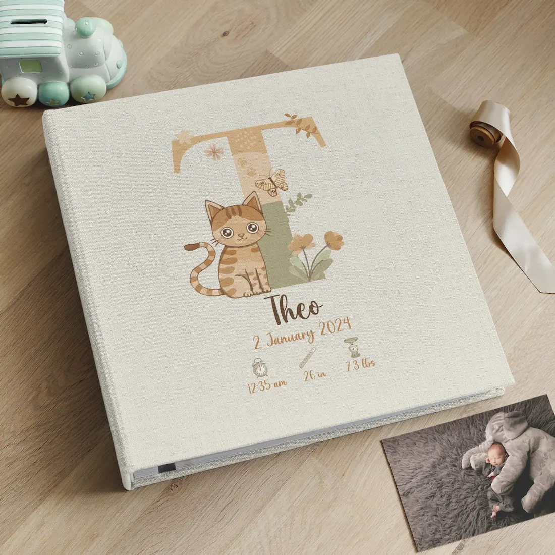 Linen Baby Self Adhesive Photo Album - Image 4