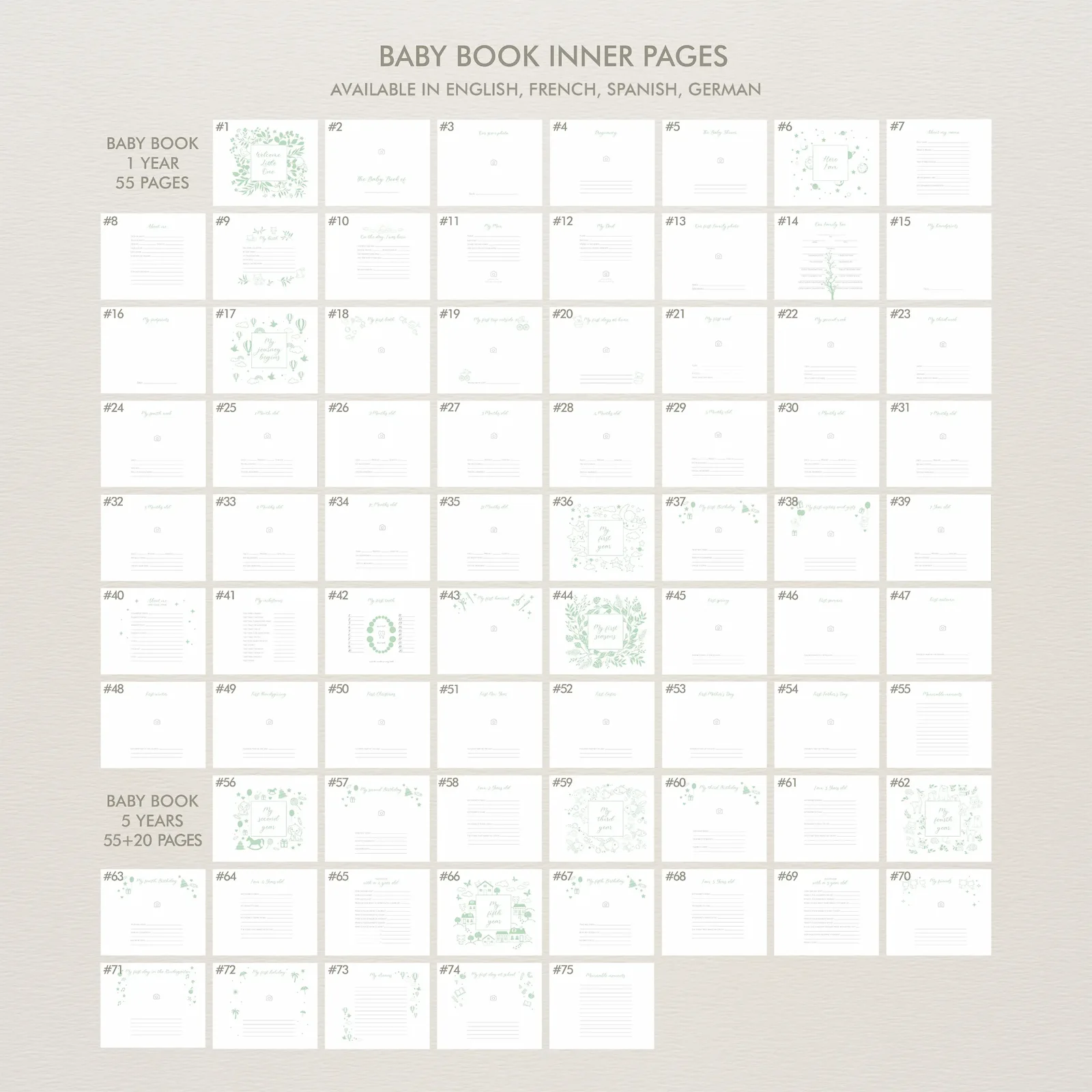 Linen Baby Photo Book, Design B82 - Image 8
