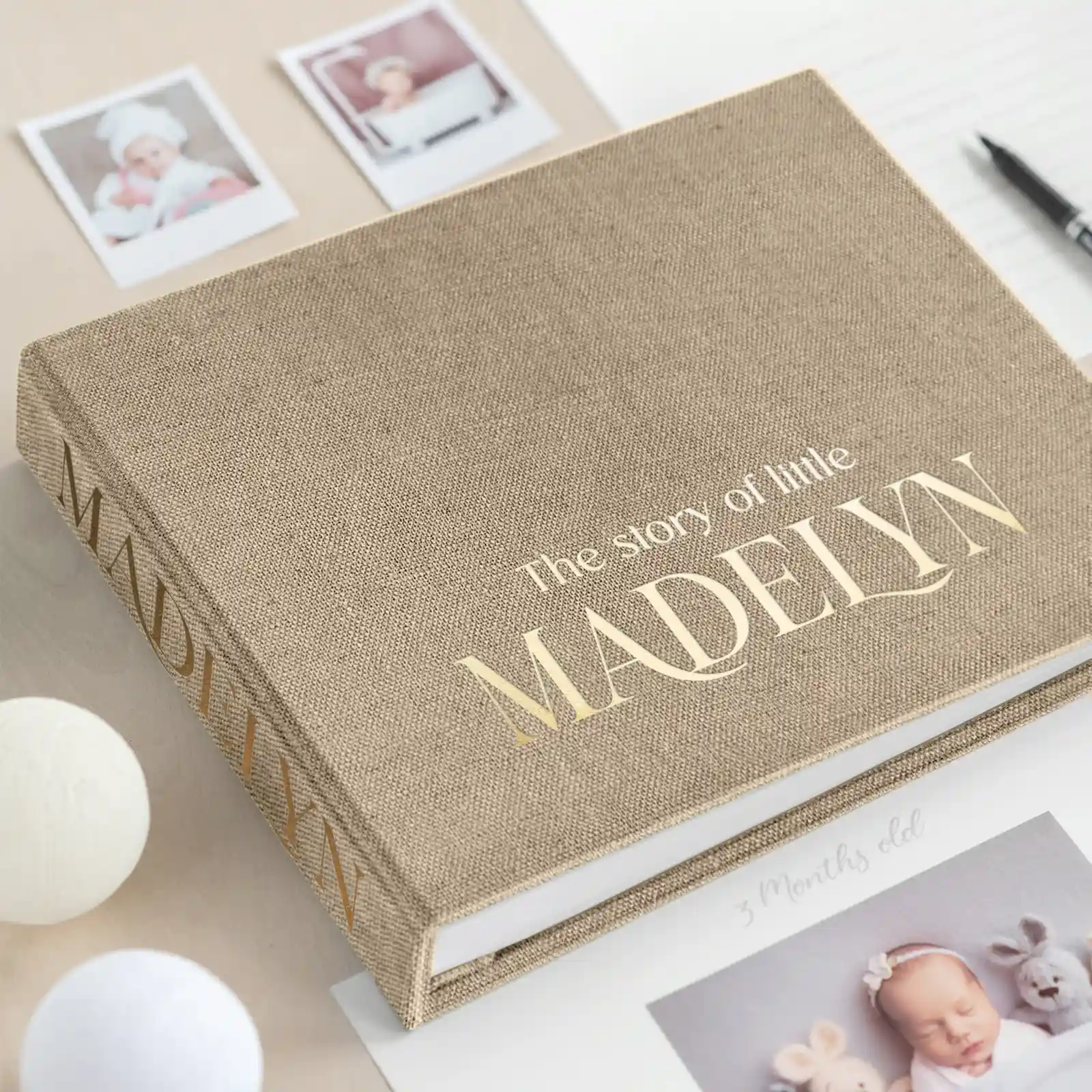 Linen Baby Photo Book, Design B82