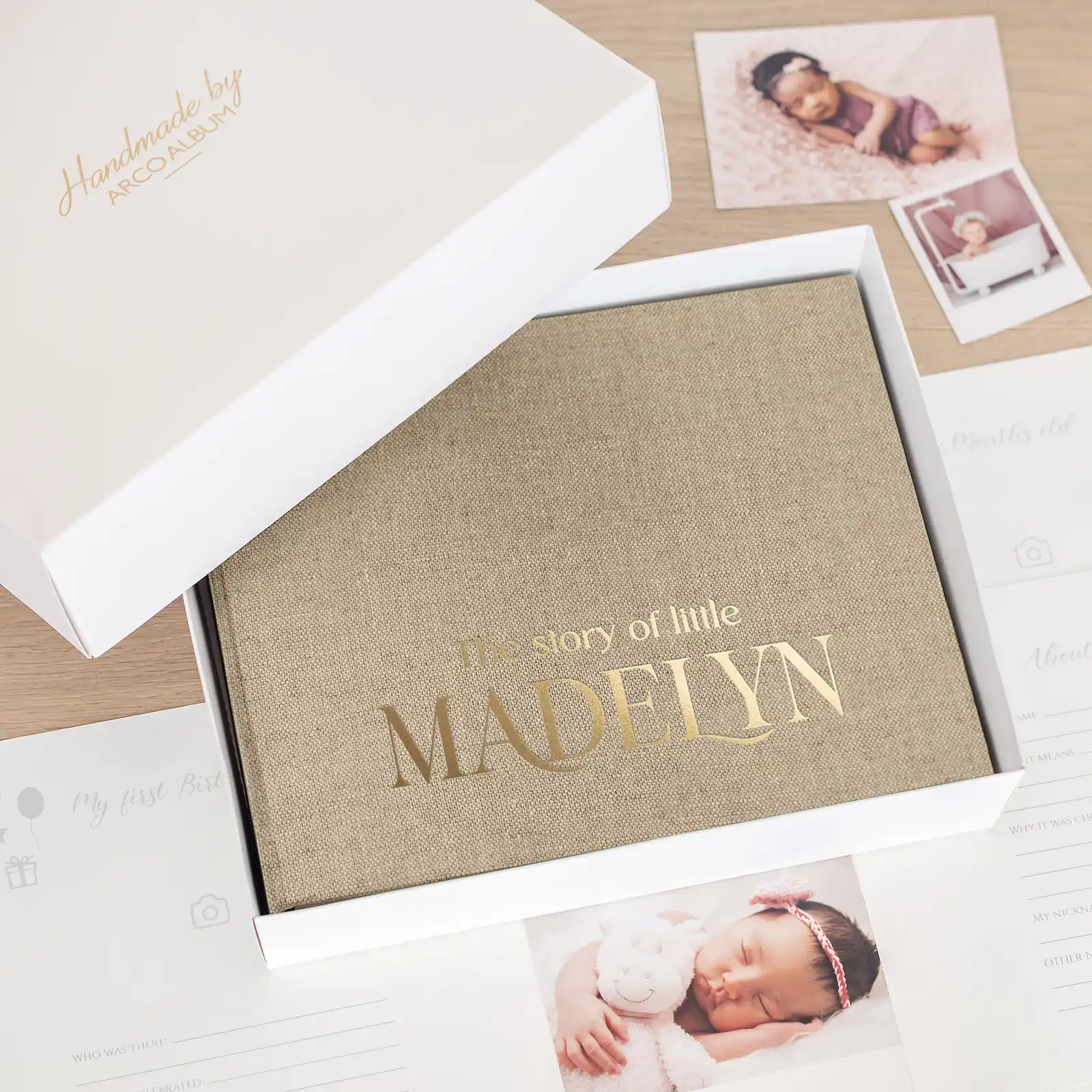 Linen Baby Photo Book, Design B82 - Image 5
