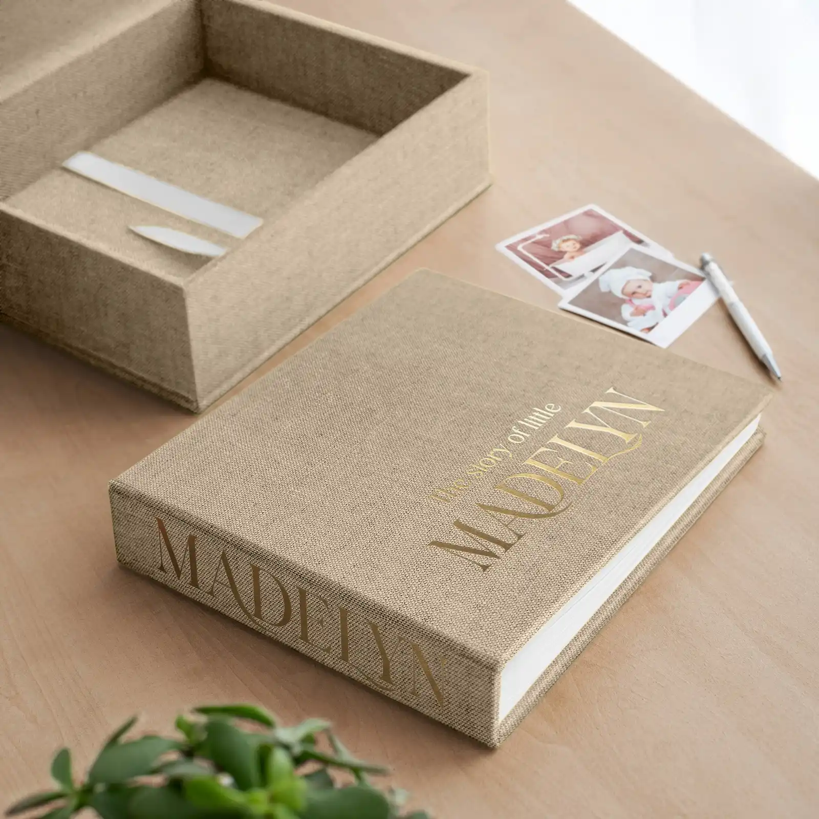 Linen Baby Photo Book, Design B82 - Image 3