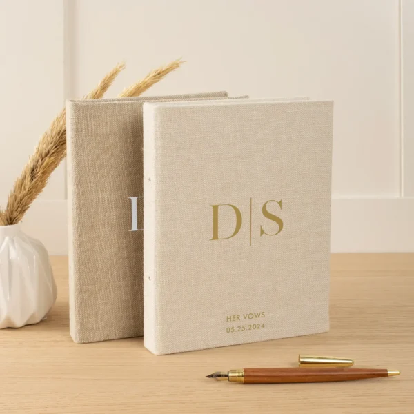 Set of 2 Linen Vow Books