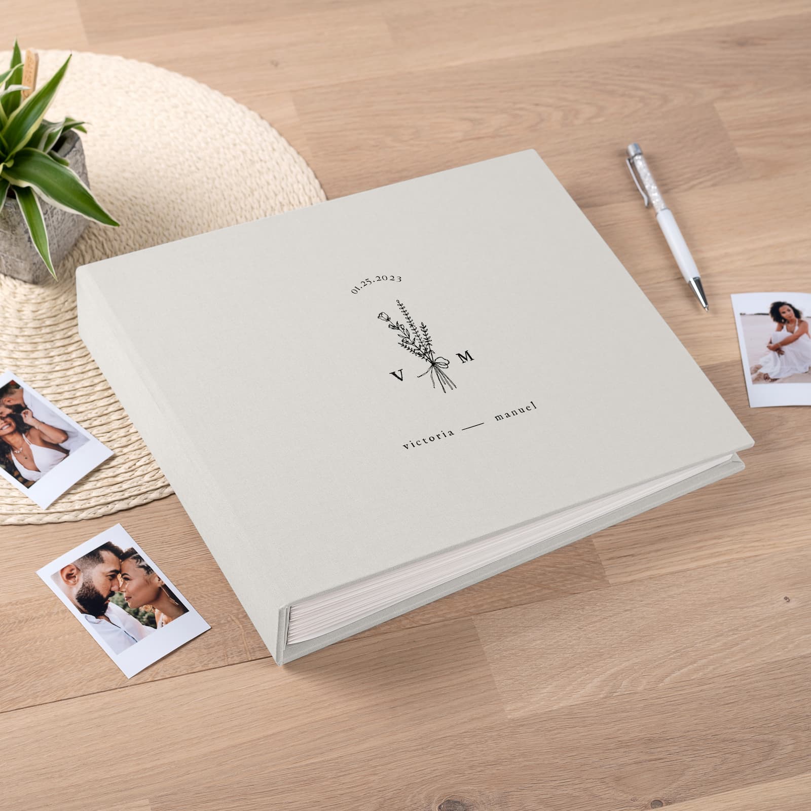 Linen Wedding Guest Book UV - Image 2