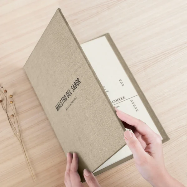 Linen Menu Book with Elastic Band
