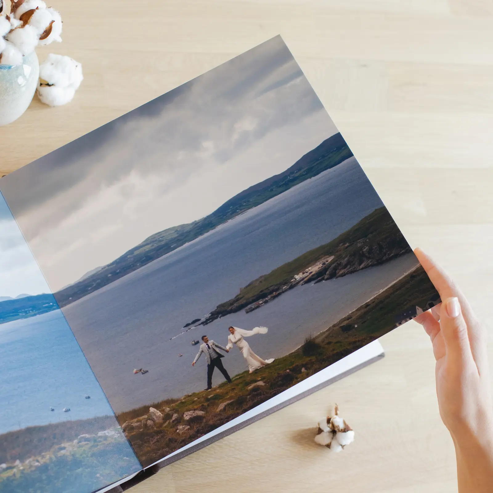 Eco Leather Lay Flat Photo Album, Glass Window - Image 6