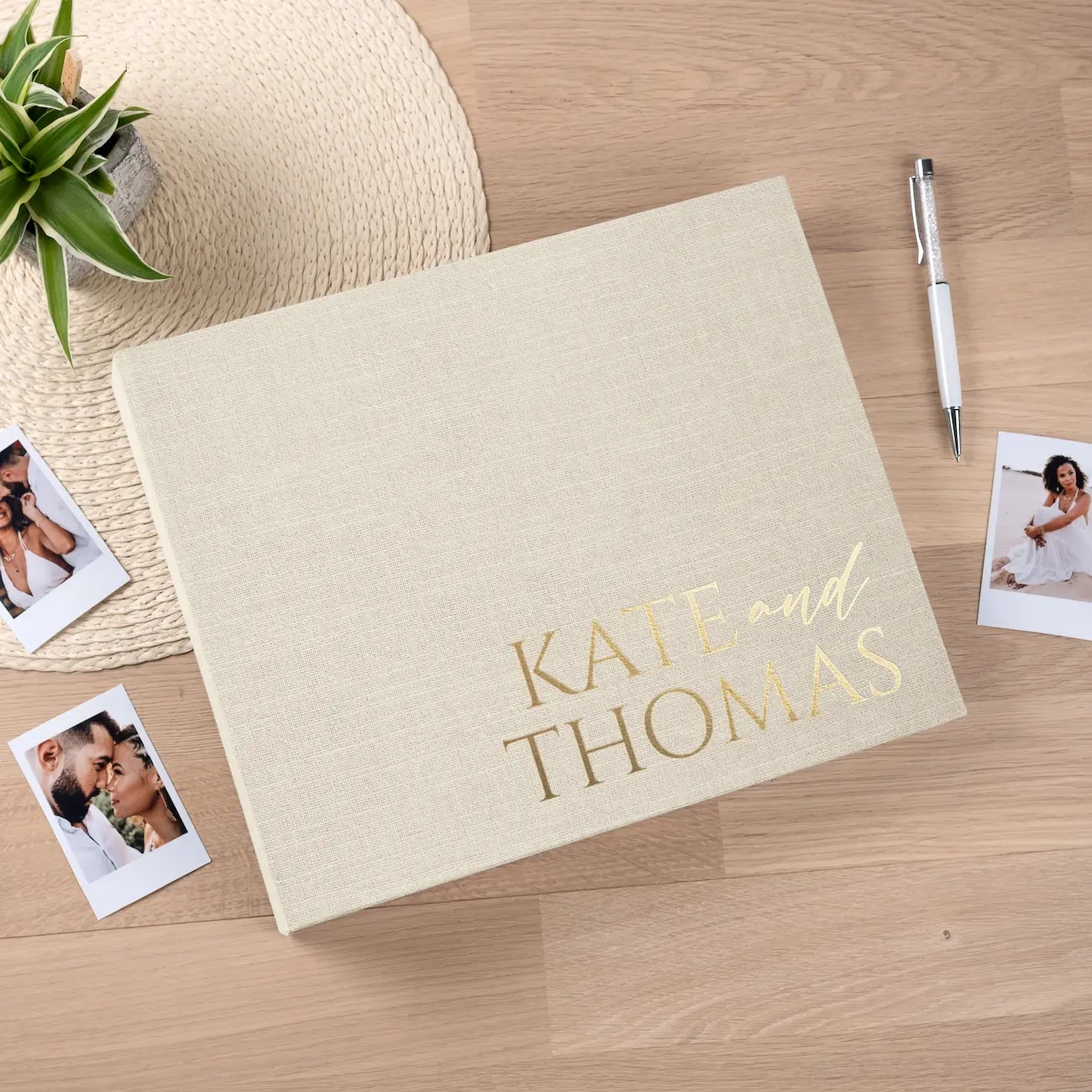 Linen Wedding Guest Book W155 - Image 3