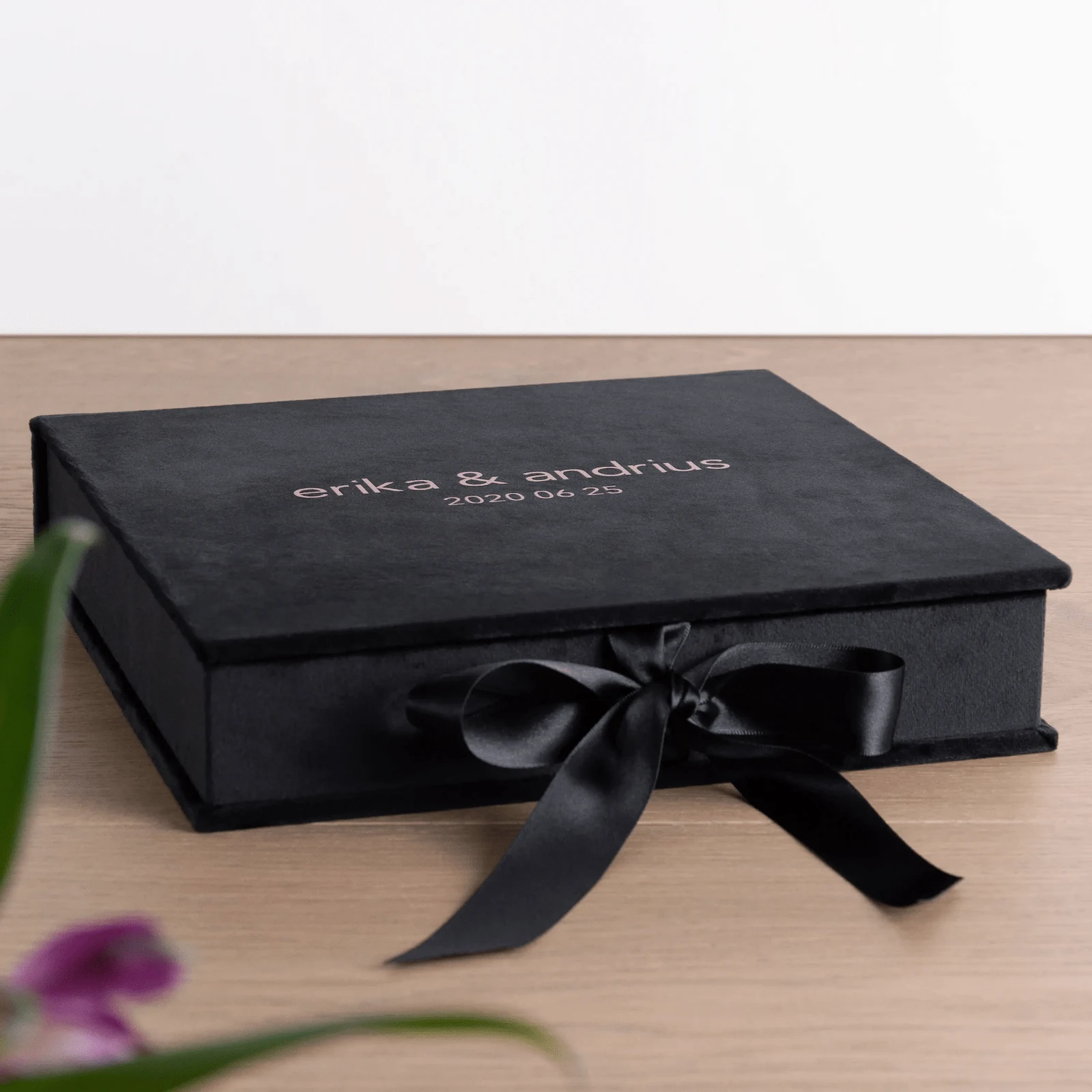 Velvet Folio Box with 20 Printed Photocards, Ribbon Closure - Image 5