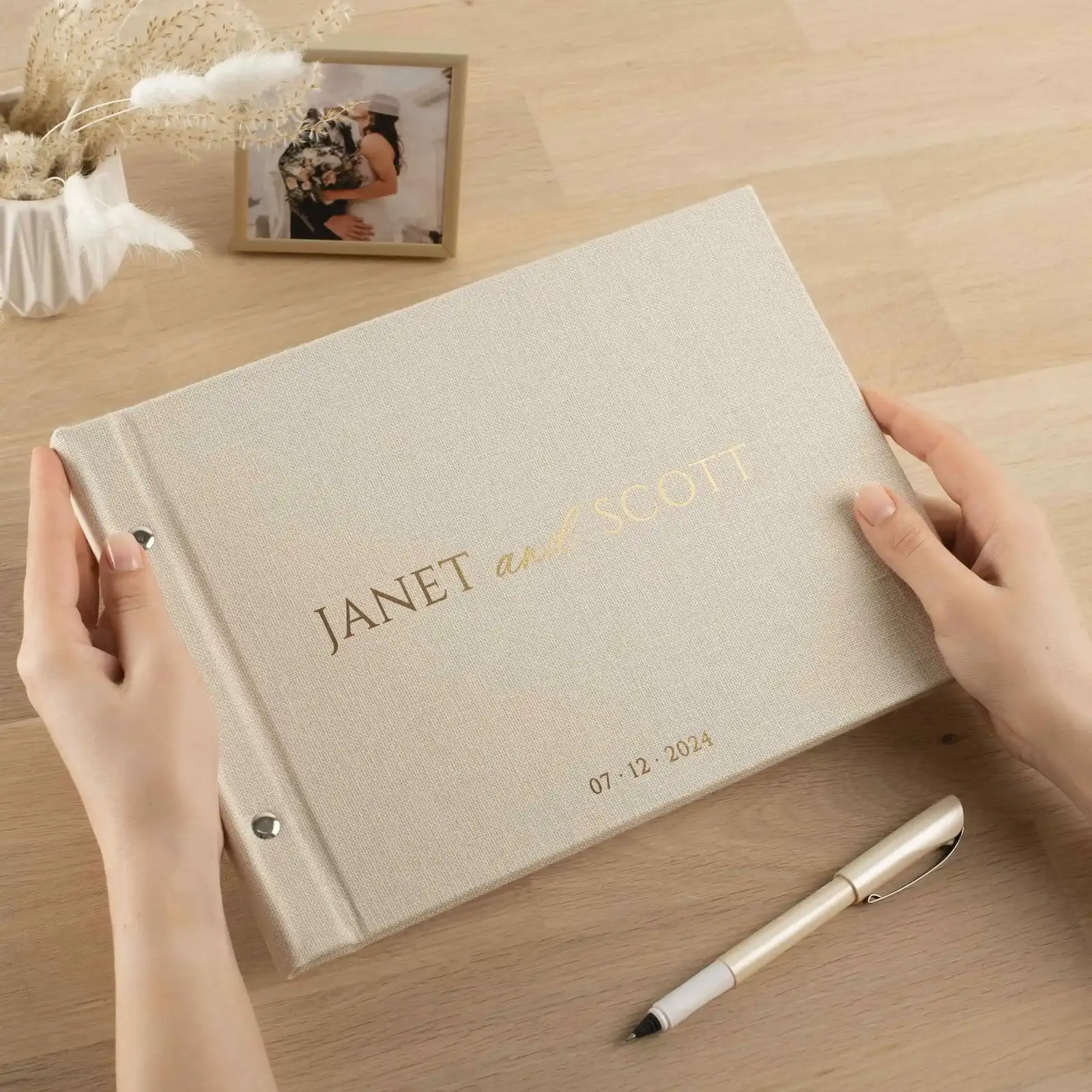 Linen Wedding Guest Book - Image 2