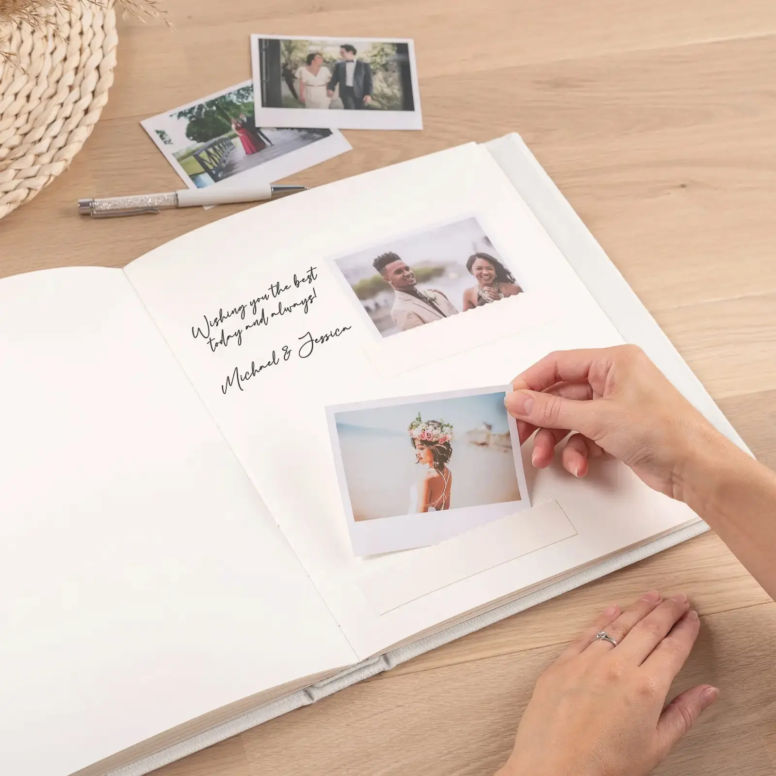 Leather Wedding Guest Book Vertical UV - Image 2