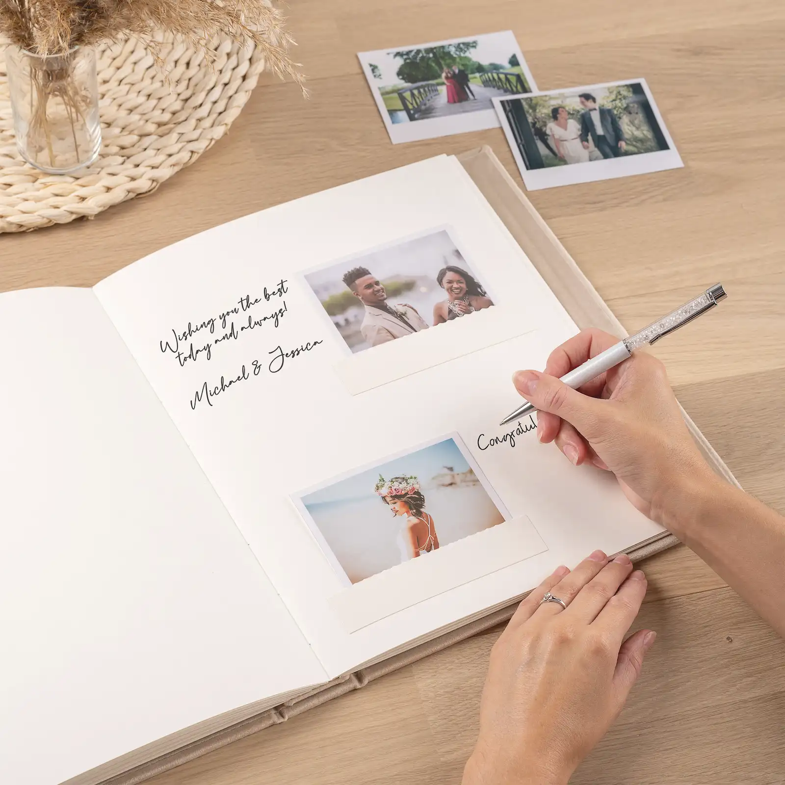 Velvet Wedding Guest Book Vertical W143 - Image 3