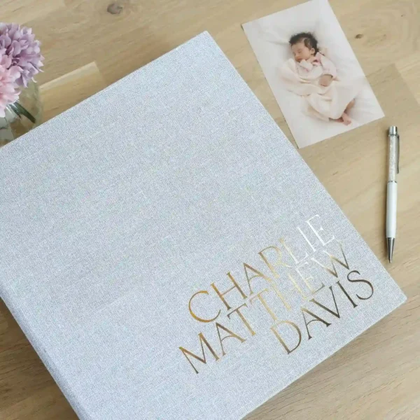 Linen Baby Slip In Photo Album for 100-1000 4x6 Photos, Design B83