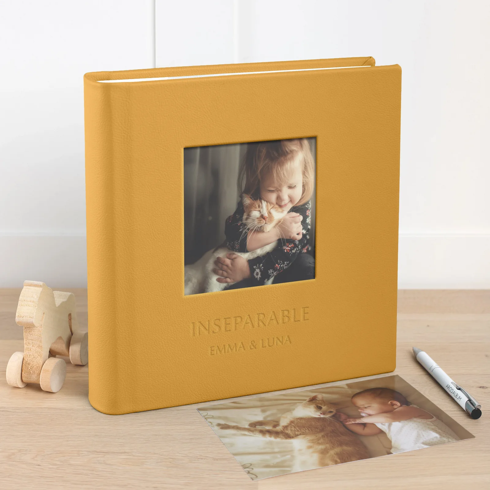 Eco leather Slip In Baby Photo Album for 200 4x6 or 5x7 Photos, Photo Window - Image 2