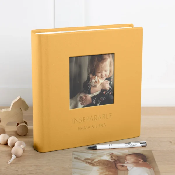 Eco leather Slip In Baby Photo Album for 200 4x6 or 5x7 Photos, Photo Window